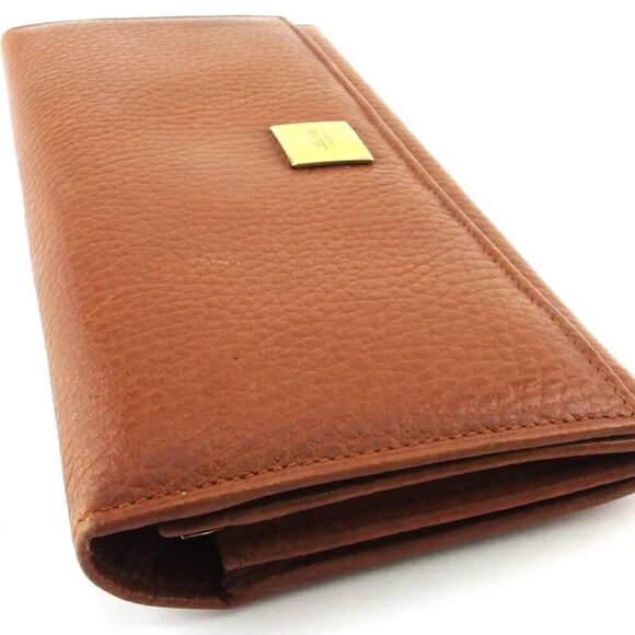 Celine Long Wallet Logo Plate Leather Authentic USED - Picture 4 of 11